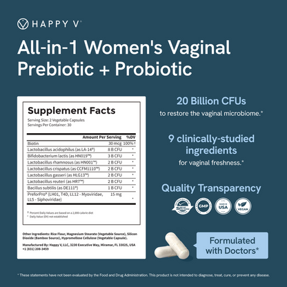 Happy V Prebiotic + Probiotic 60 vegan capsules